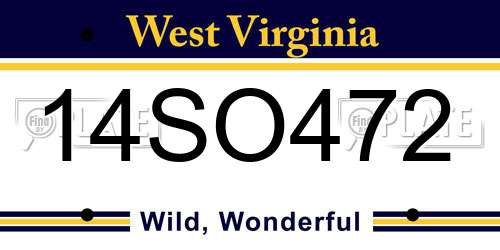 14SO472 West Virginia License Plate
