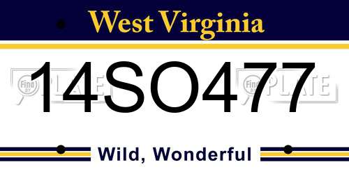 14SO477 West Virginia License Plate