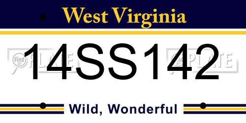 14SS142 West Virginia License Plate