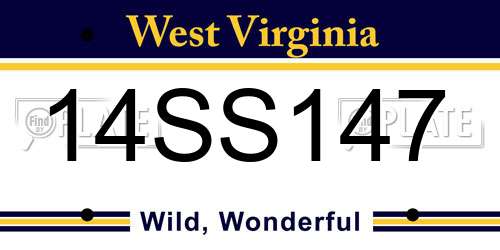 14SS147 West Virginia License Plate
