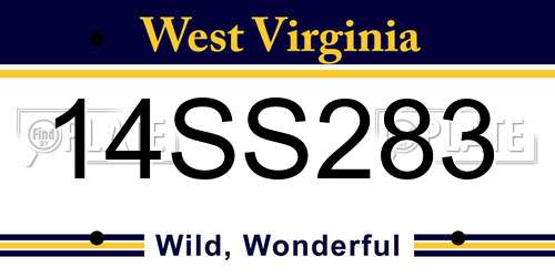 14SS283 West Virginia License Plate
