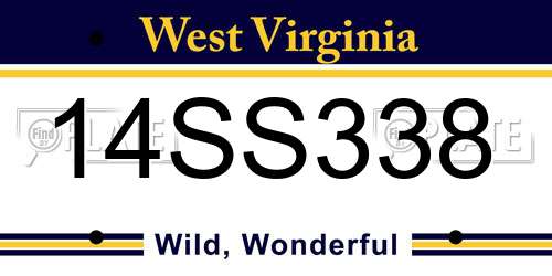 14SS338 West Virginia License Plate
