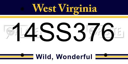 14SS376 West Virginia License Plate