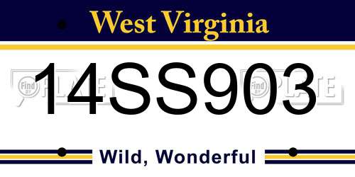 14SS903 West Virginia License Plate