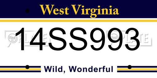 14SS993 West Virginia License Plate
