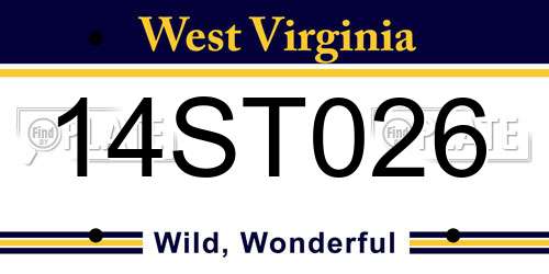 14ST026 West Virginia License Plate