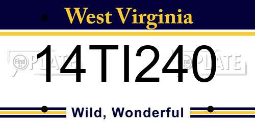 14TI240 West Virginia License Plate
