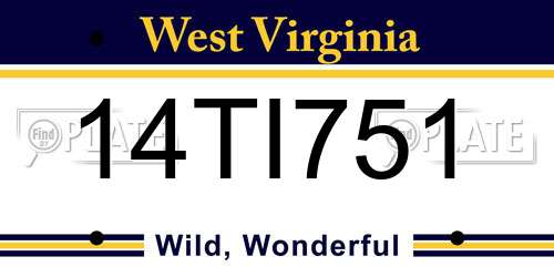 14TI751 West Virginia License Plate
