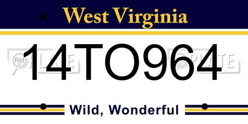 14TO964 West Virginia License Plate