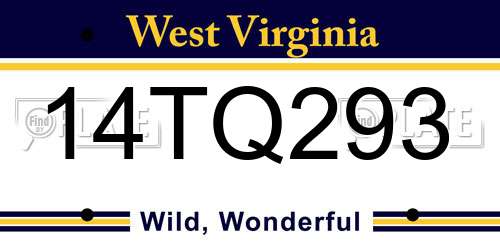 14TQ293 West Virginia License Plate