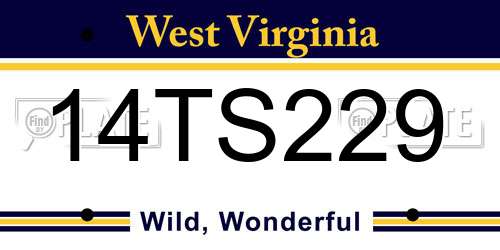 14TS229 West Virginia License Plate