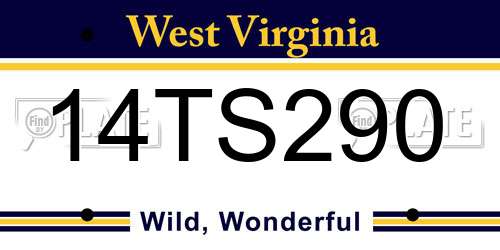 14TS290 West Virginia License Plate