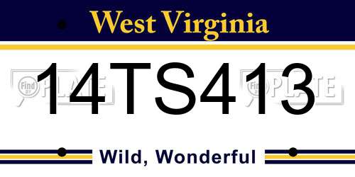 14TS413 West Virginia License Plate