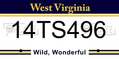 14TS496 West Virginia License Plate