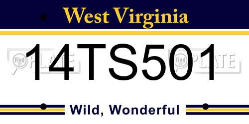 14TS501 West Virginia License Plate