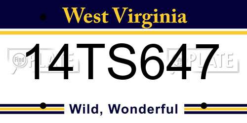 14TS647 West Virginia License Plate