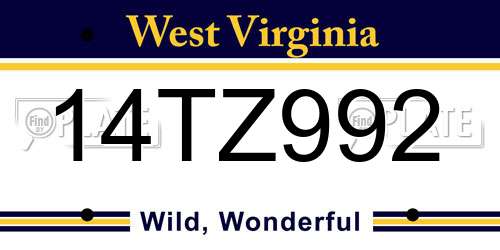 14TZ992 West Virginia License Plate