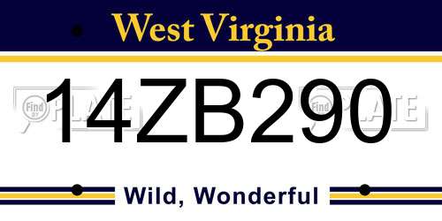 14ZB290 West Virginia License Plate