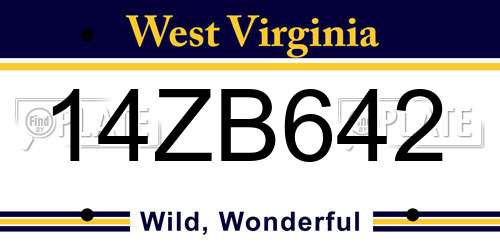 14ZB642 West Virginia License Plate