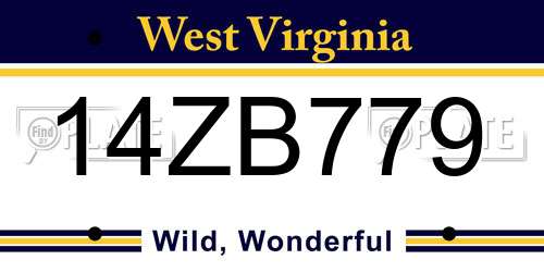 14ZB779 West Virginia License Plate