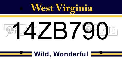 14ZB790 West Virginia License Plate