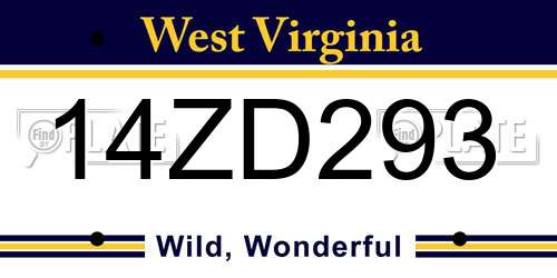 14ZD293 West Virginia License Plate