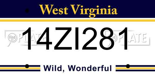 14ZI281 West Virginia License Plate