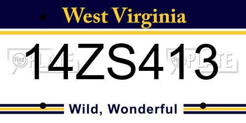 14ZS413 West Virginia License Plate