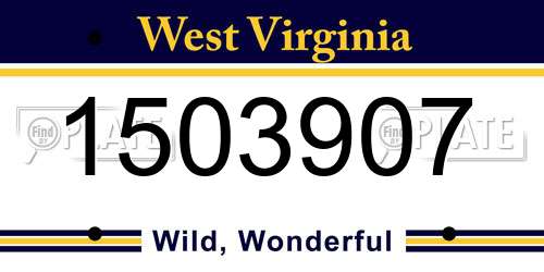 1503907 West Virginia License Plate