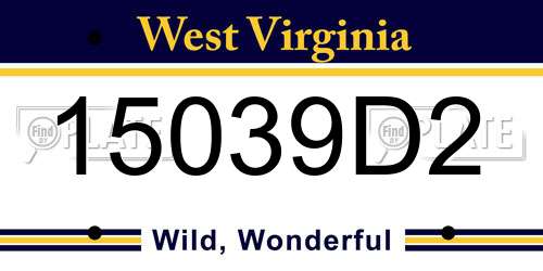 15039D2 West Virginia License Plate