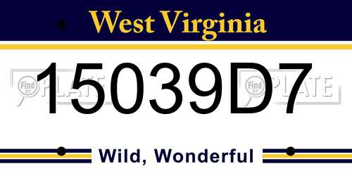 15039D7 West Virginia License Plate