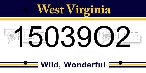15039O2 West Virginia License Plate