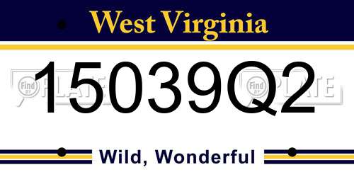 15039Q2 West Virginia License Plate