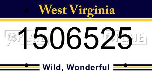 1506525 West Virginia License Plate