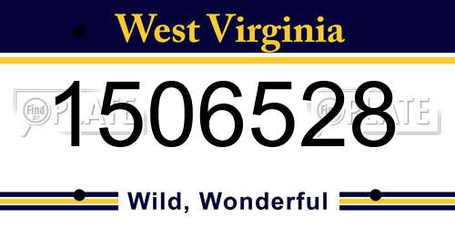 1506528 West Virginia License Plate