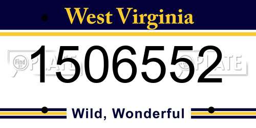 1506552 West Virginia License Plate