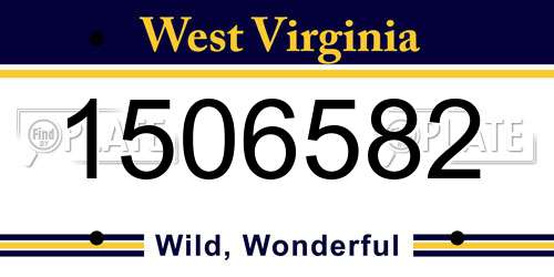1506582 West Virginia License Plate