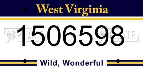 1506598 West Virginia License Plate