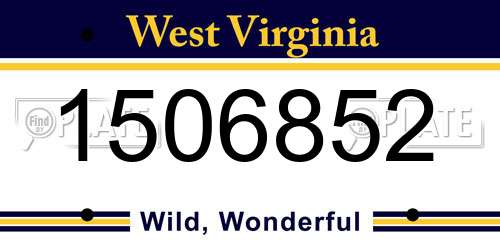 1506852 West Virginia License Plate