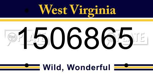 1506865 West Virginia License Plate