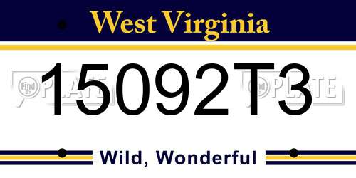 15092T3 West Virginia License Plate