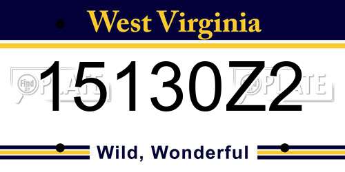 15130Z2 West Virginia License Plate