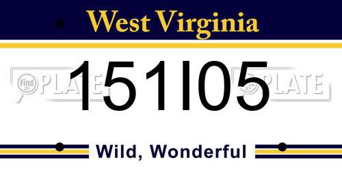 151I05 West Virginia License Plate