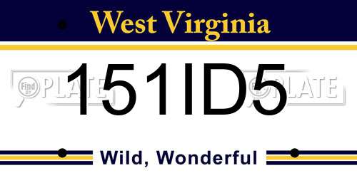 151ID5 West Virginia License Plate