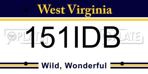 151IDB West Virginia License Plate