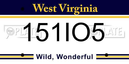 151IO5 West Virginia License Plate