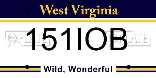 151IOB West Virginia License Plate