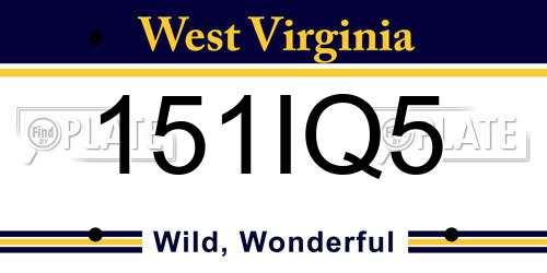 151IQ5 West Virginia License Plate