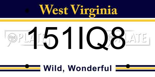 151IQ8 West Virginia License Plate