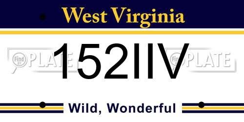152IIV West Virginia License Plate